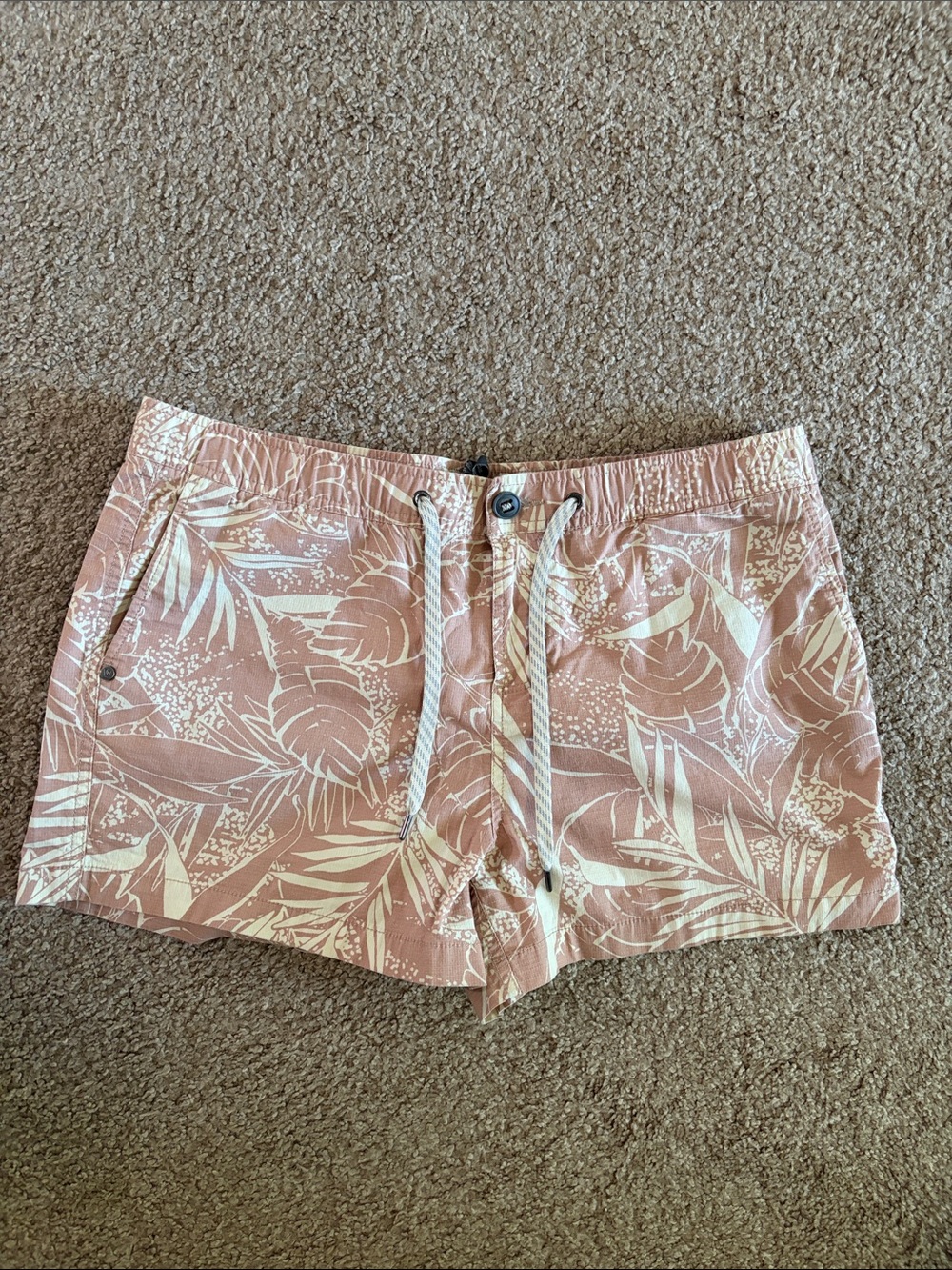 Vuori Pink Tropical Drawstring Bermuda Shorts